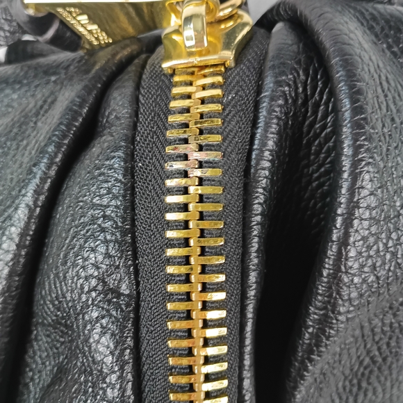 Aimee Kestenberg Tamitha Black Pebbled Leather Center Zip Backpack Gold Hardware - Picture 7 of 10